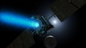Concepção artística da sonda Dawn se aproximando de Ceres (Crédito: Nasa)
