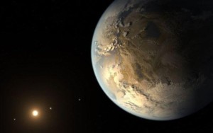 Representação artística de exoplaneta habitável Desenho mostra como seria um dos exoplanetas habitáveis descobertos por telescópio espacial