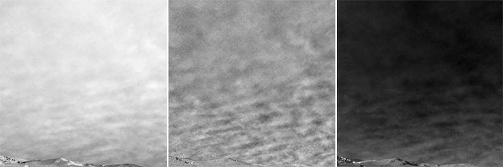 Imagens mostram o céu nublado do planeta vermelho (Foto: NASA/JPL-CALTECH)