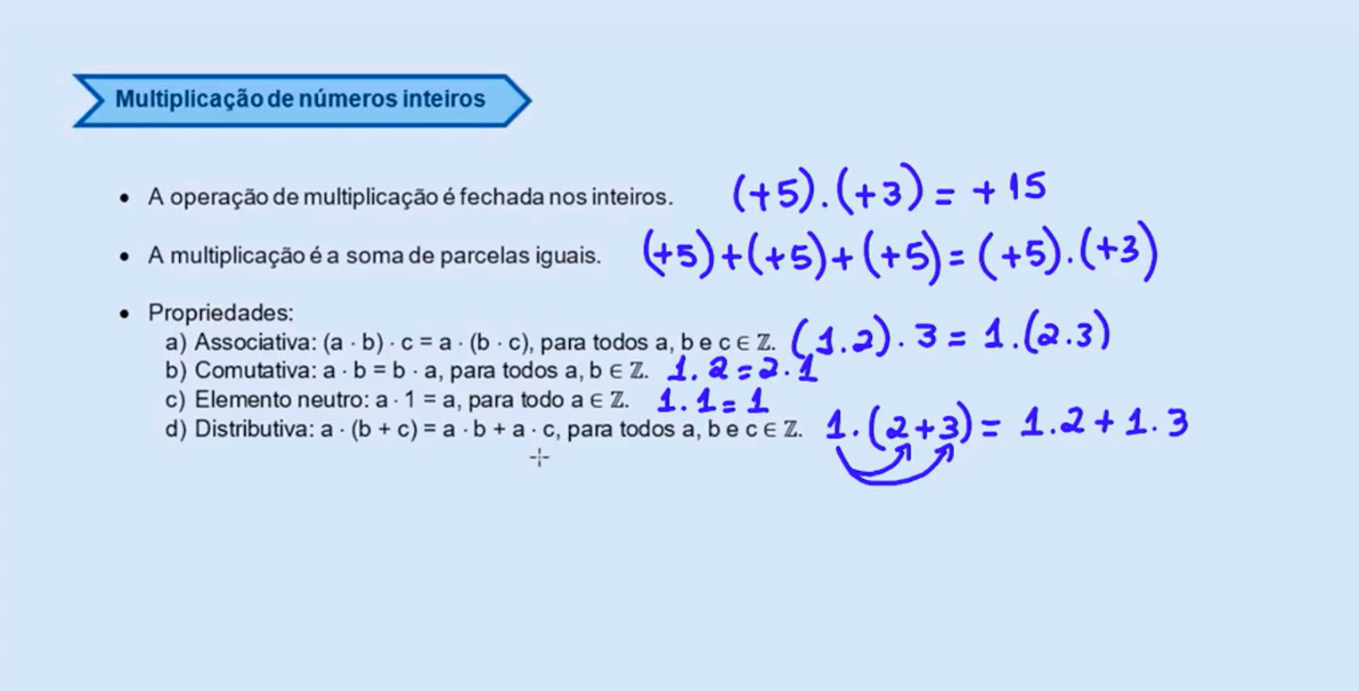 Multiplicação com números inteiros