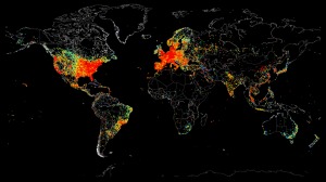 Um mapa de todos os dispositivos no mundo que estão conectados à internet
