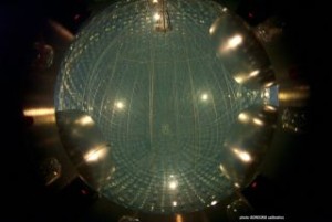 O detector Borexino usa uma esfera cheia de cintilador líquido que emite luz quando energizado. Esse recipiente fica cercado por camadas protetoras e por aproximadamente dois mil tubos fotomultiplicadores para detectar os brilhos de luz. 