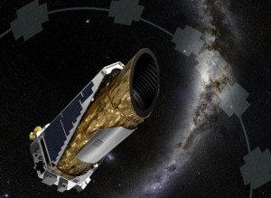 Sonda Kepler, projetada para procurar novos planetas fora do Sistema Solar, é vista em ilustração feita pela Nasa.