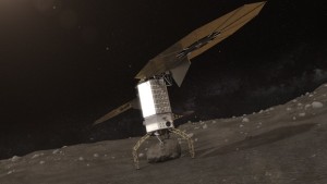 Em ilustração, bloco de asteroide é capturado pela nave para ser, em seguida, colocado em órbita ao redor da Lua (Foto: Asteroid Initiative/Nasa)